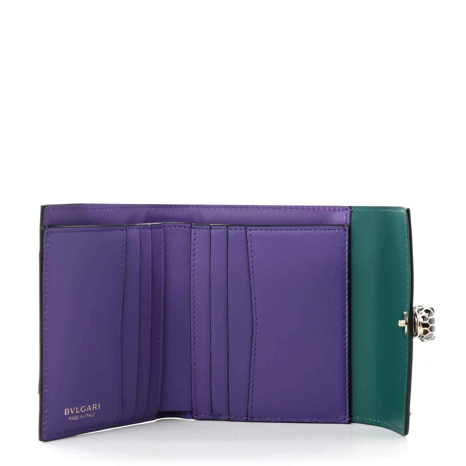 Bulgari Calfskin Serpenti Forever Wallet Emerald Violet Amethyst 5 of 6