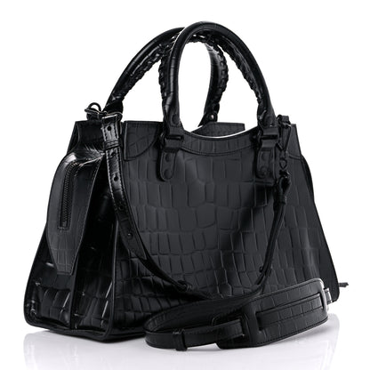 Balenciaga Semi Shiny Calfskin Crocodile Embossed Neo Classic Black Hardware S City Black 3 of 12