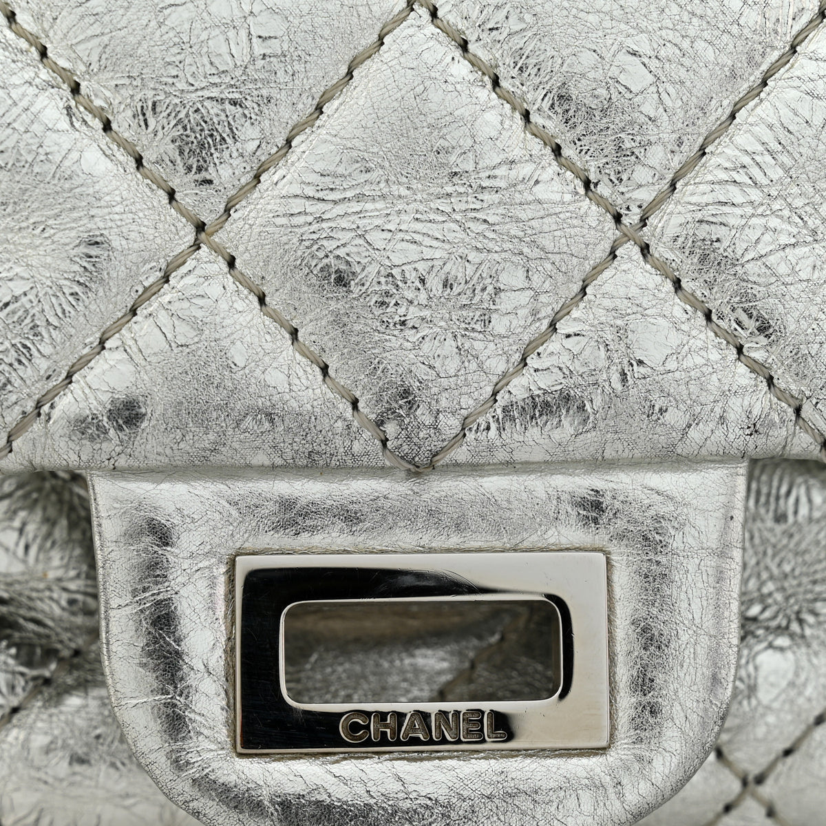 Metallic Aged Calfskin Quilted 2.55 Reissue 226 Flap Silver