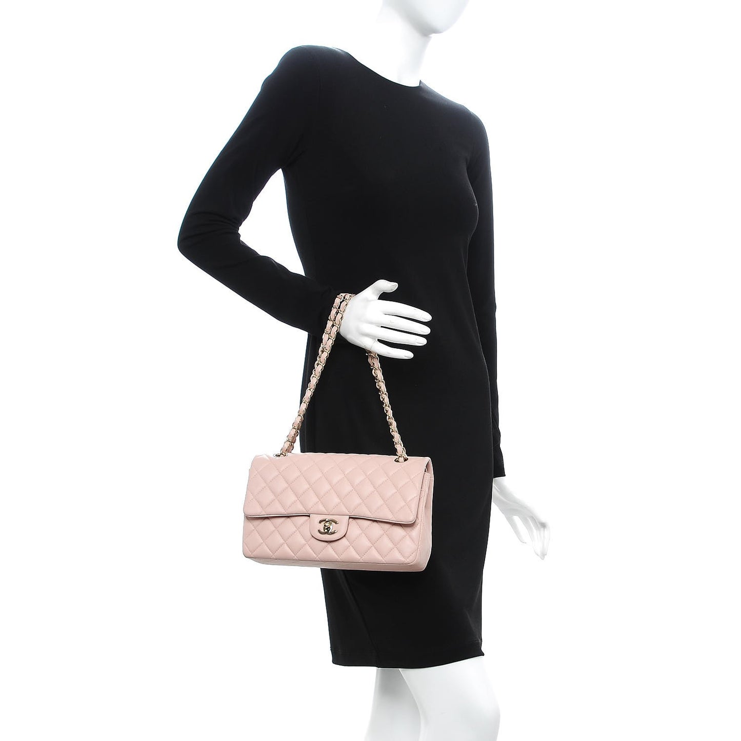 Lambskin Quilted Medium Double Flap Pink
