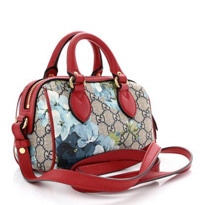 Gucci GG Supreme Monogram Blooms Mini Boston Navy Blue Hibiscus 3 of 10