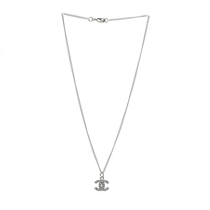 Chanel Crystal CC Necklace Silver 3 of 5