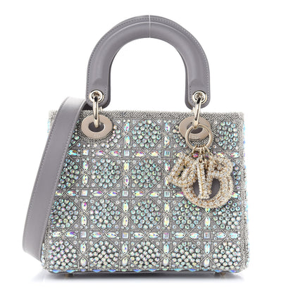 Christian Dior Metallic Calfskin Satin Celestial Bead Embroidery Small My Lady Dior Grey 1 of 10