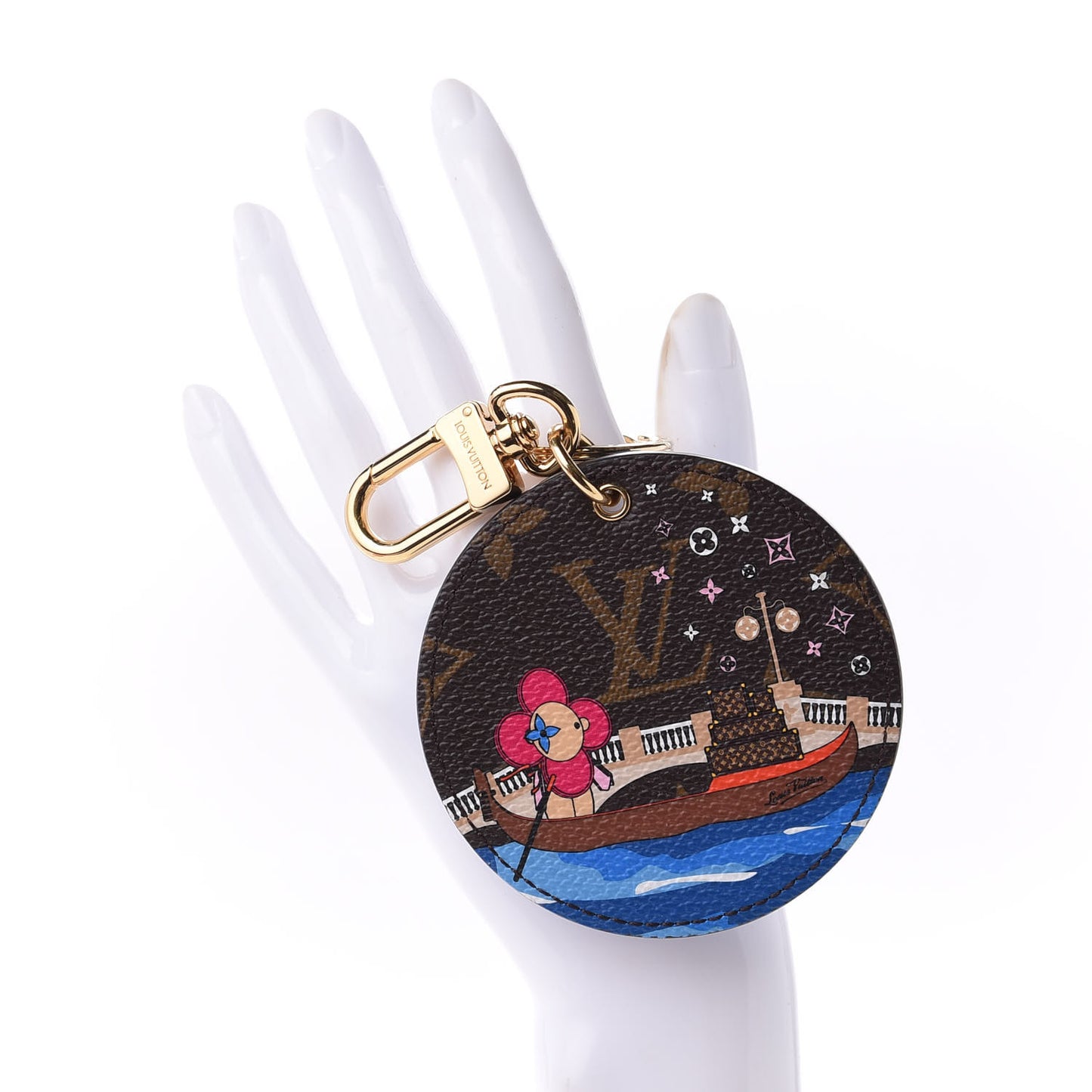 Monogram 2019 Christmas Animation Venice Bag Charm Key Ring Blue