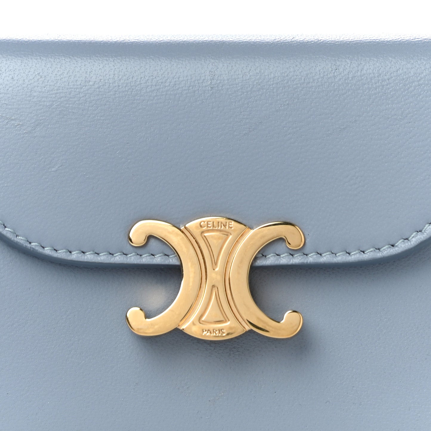 Shiny Smooth Lambskin Small Triomphe Wallet Arctic Blue