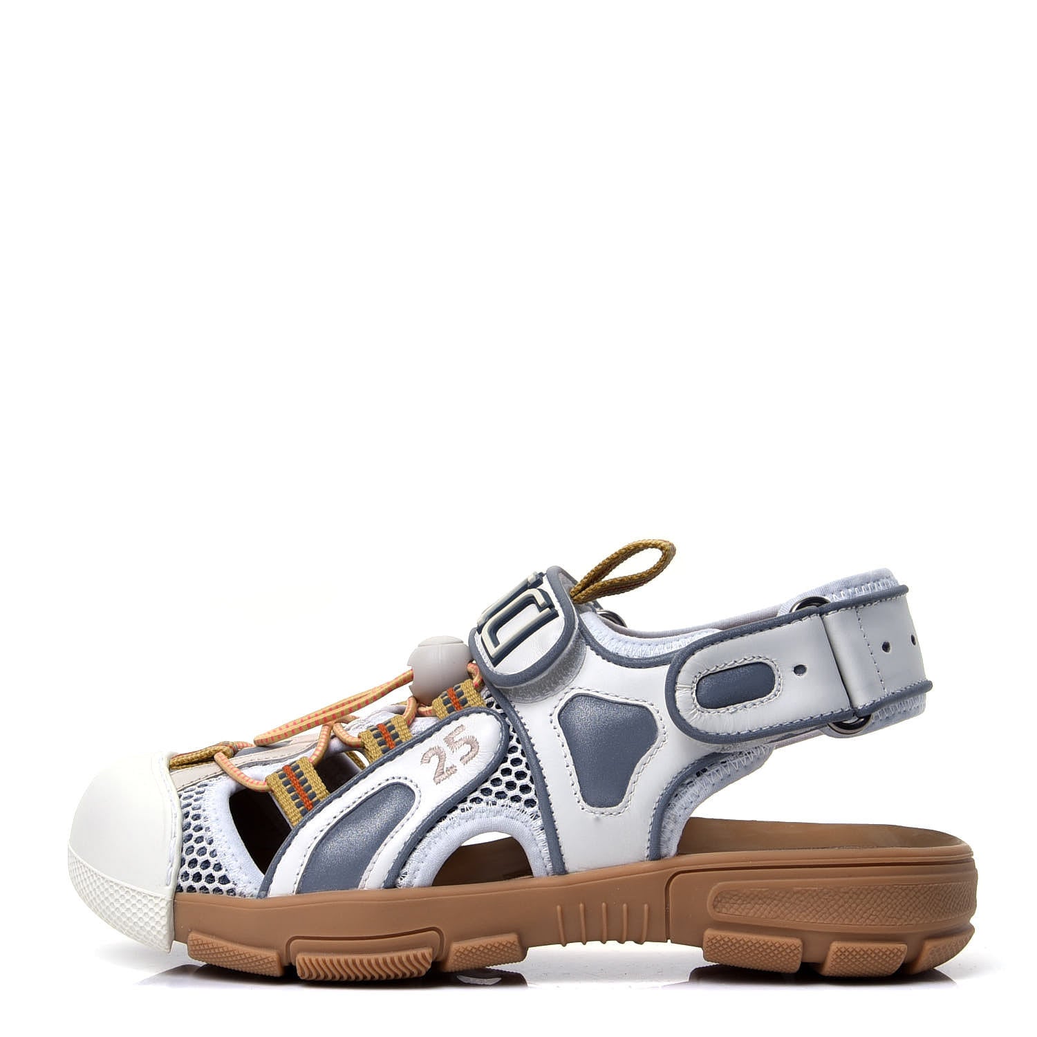Gucci Mesh Fabric Tinsel Sport Sandals 35.5 White Silver 1 of 10