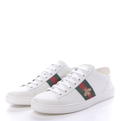 Gucci Calfskin Web Bee Embroidered Womens Ace Sneakers 39.5 White Green 3 of 10
