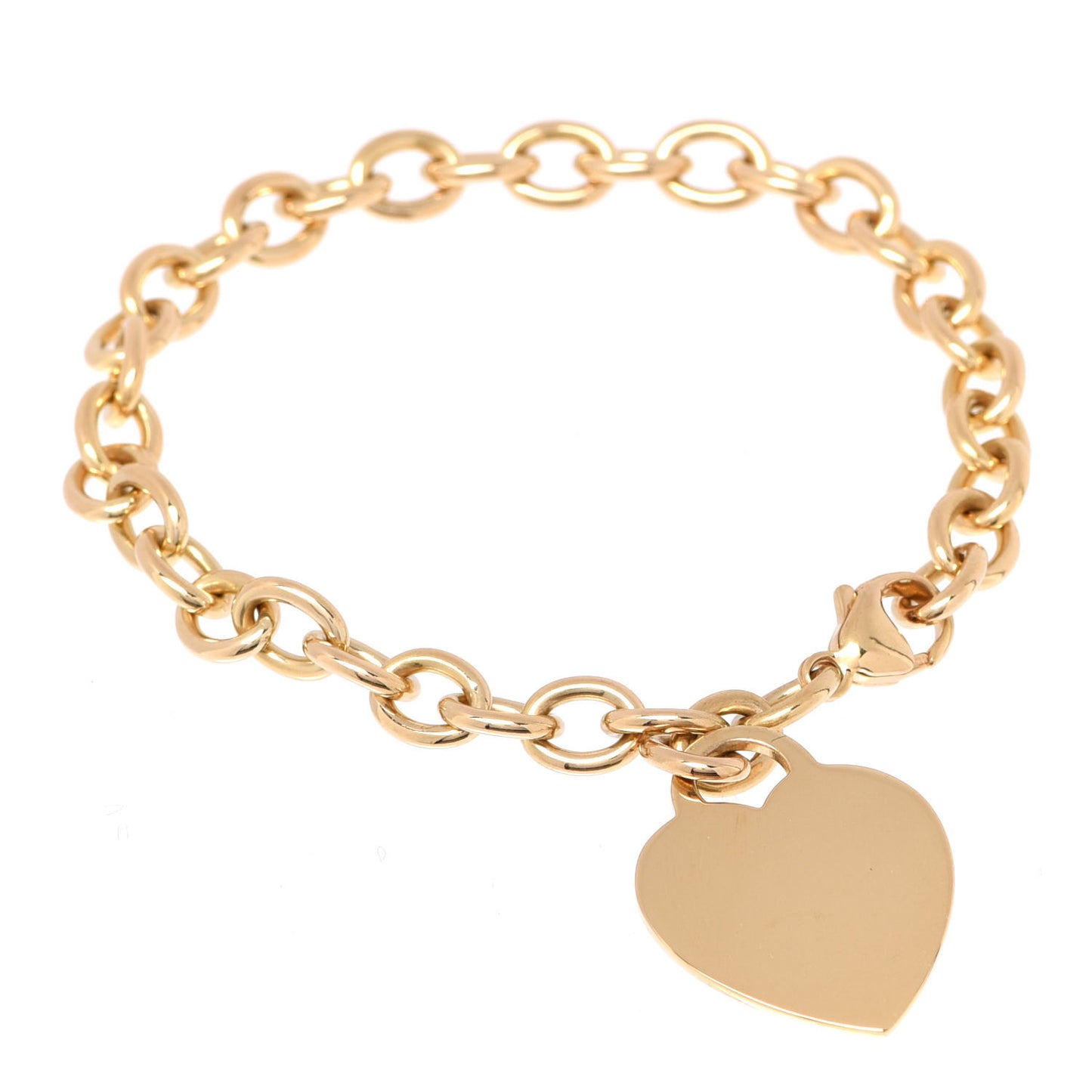 18K Yellow Gold Heart Tag Charm Bracelet