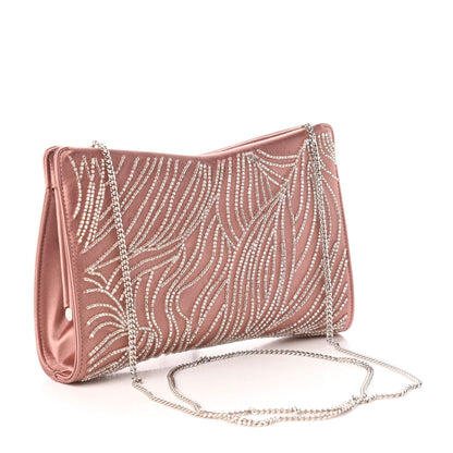 Jimmy Choo Satin Crystal Embellished Venus Clutch Blush Silver 3 of 9