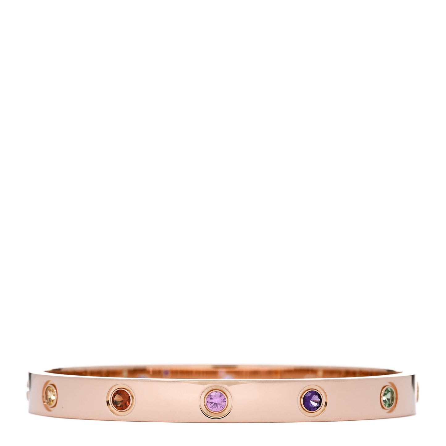 18K Pink Gold Sapphire Garnet Amethyst LOVE Bracelet 16