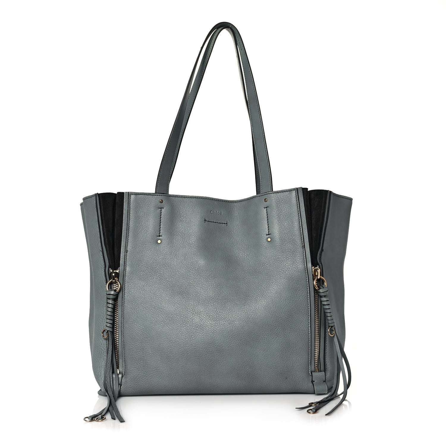 Chloe Smooth Calfskin Medium Milo Shopping Tote Cloudy Blue 1 of 18