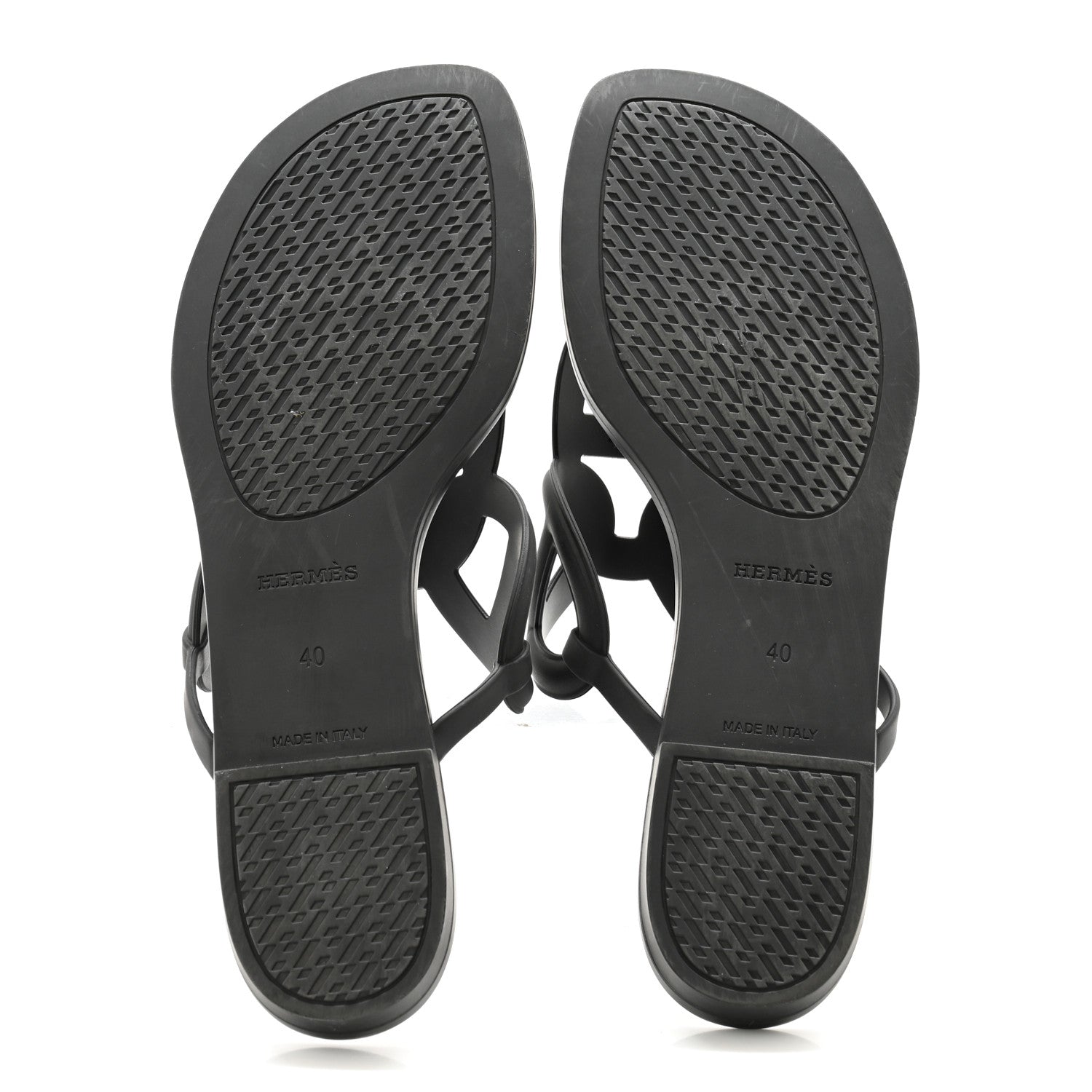 Hermes Rubber Womens Egerie Sandals 40 Black 5 of 9