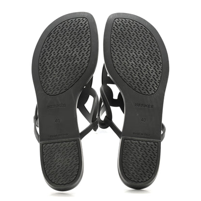 Hermes Rubber Womens Egerie Sandals 40 Black 5 of 9