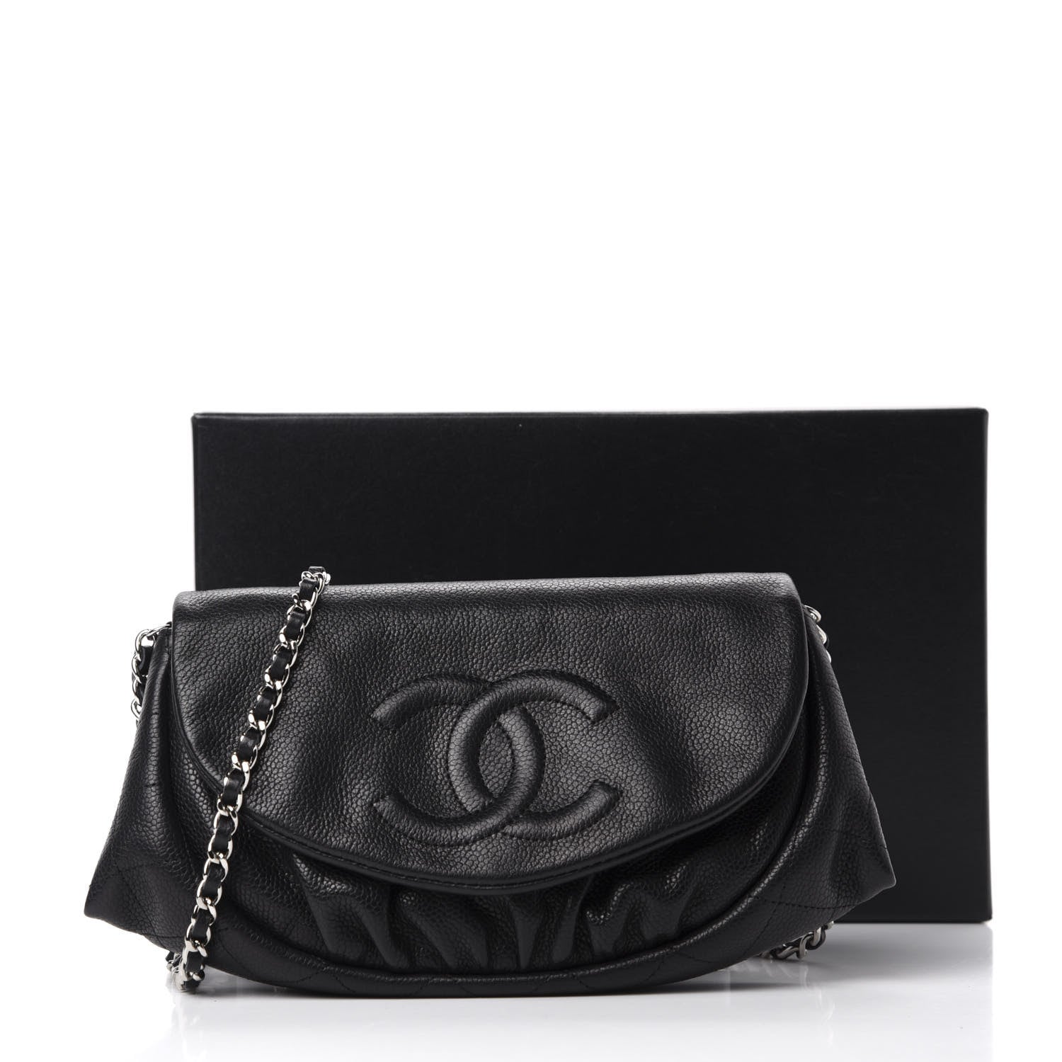 Chanel Caviar Half Moon Wallet On Chain WOC Black 12 of 12