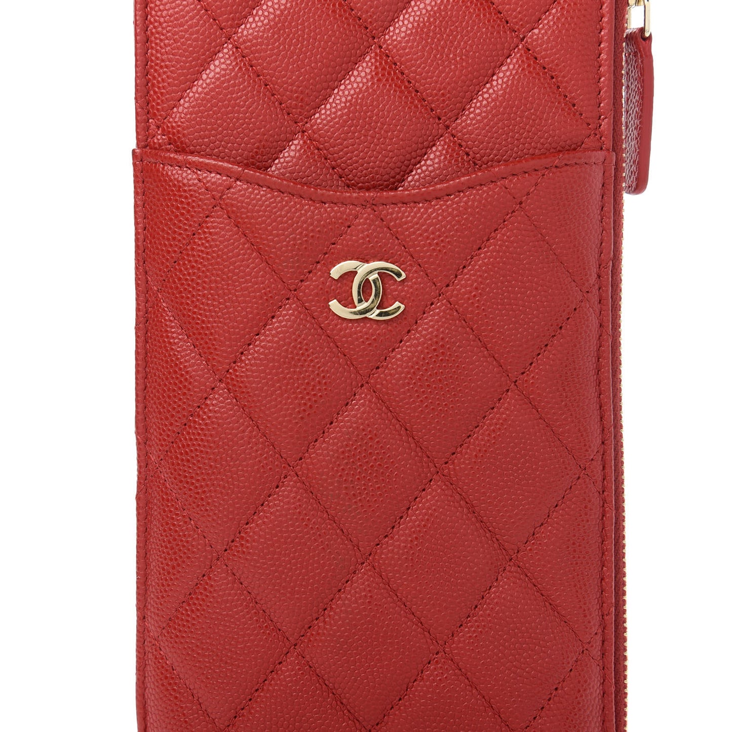 Caviar Quilted Classic iPhone Pouch Red