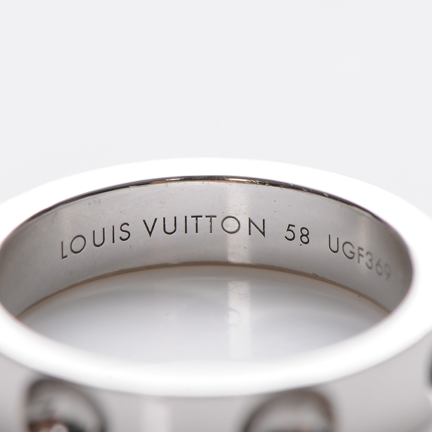 Louis Vuitton 18K White Gold Pink Safran Empreinte Ring 58 8.5 5 of 6
