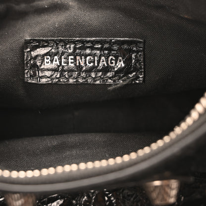 Balenciaga Agneau Arena Le Cagole Fringe Shoulder Bag XS Black 6 of 11