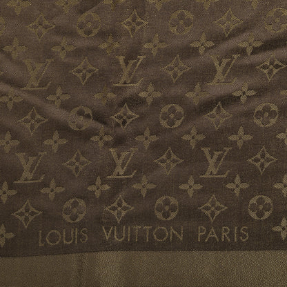 Louis Vuitton Silk Lurex Wool Monogram Shine Shawl Brown 2 of 3