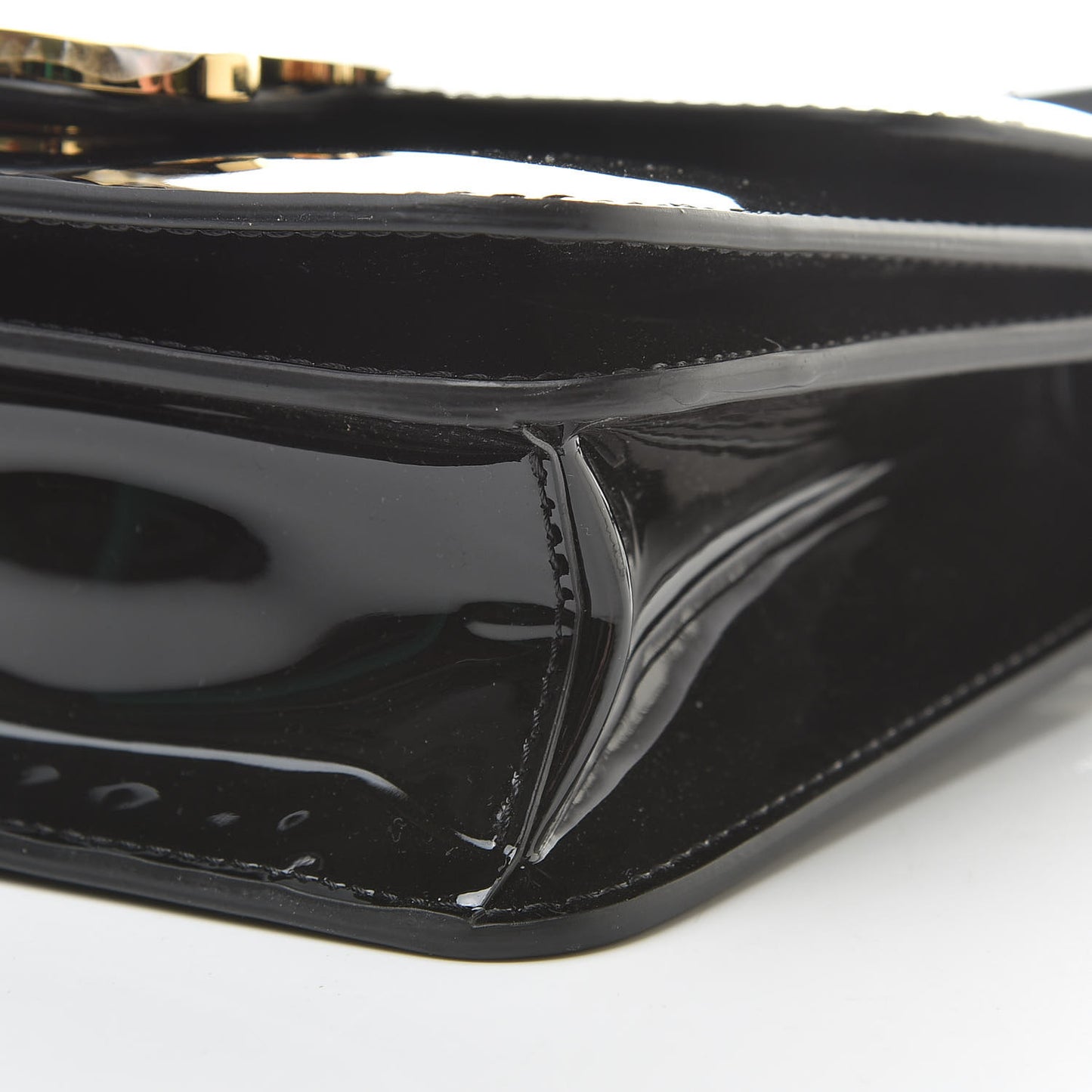 Vitello Vernice Mou Karligraphy Crossbody Bag Black