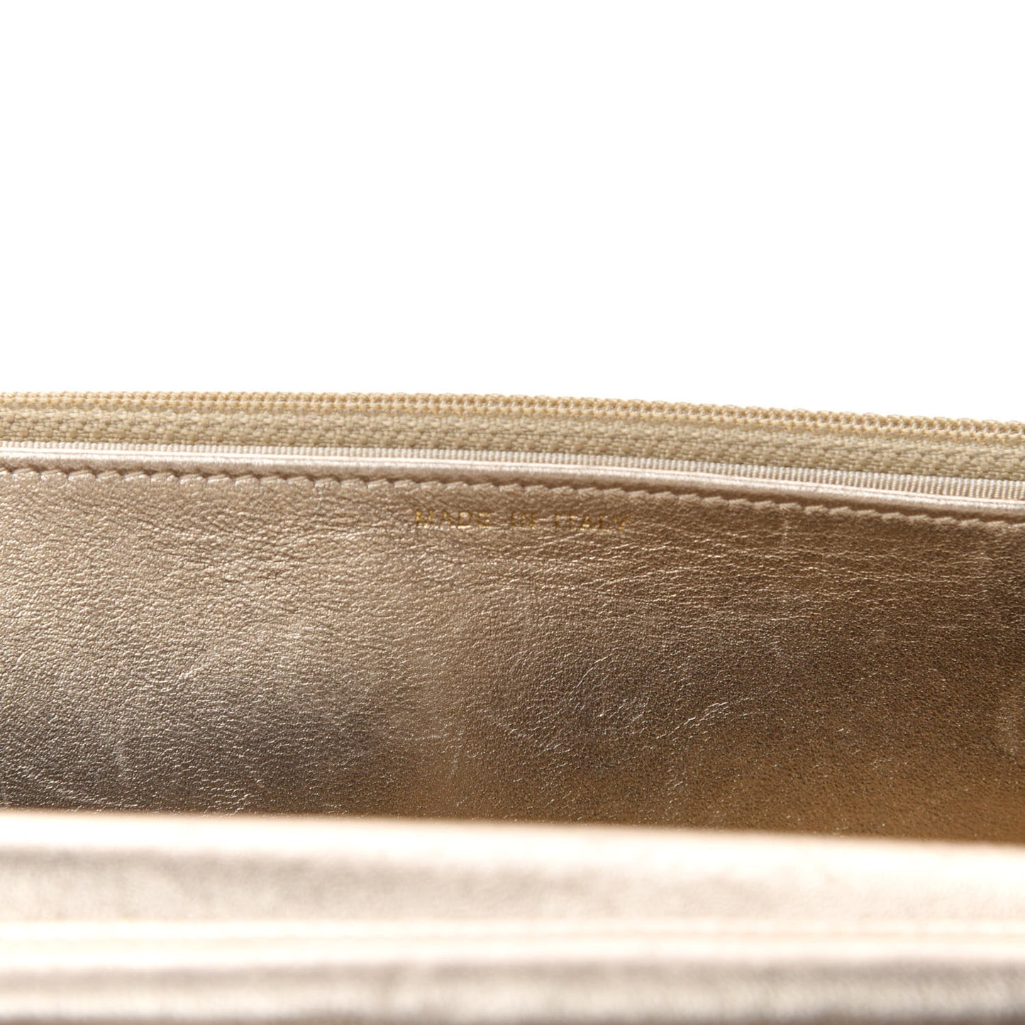 Metallic Lambskin Quilted Wallet On Chain WOC Gold