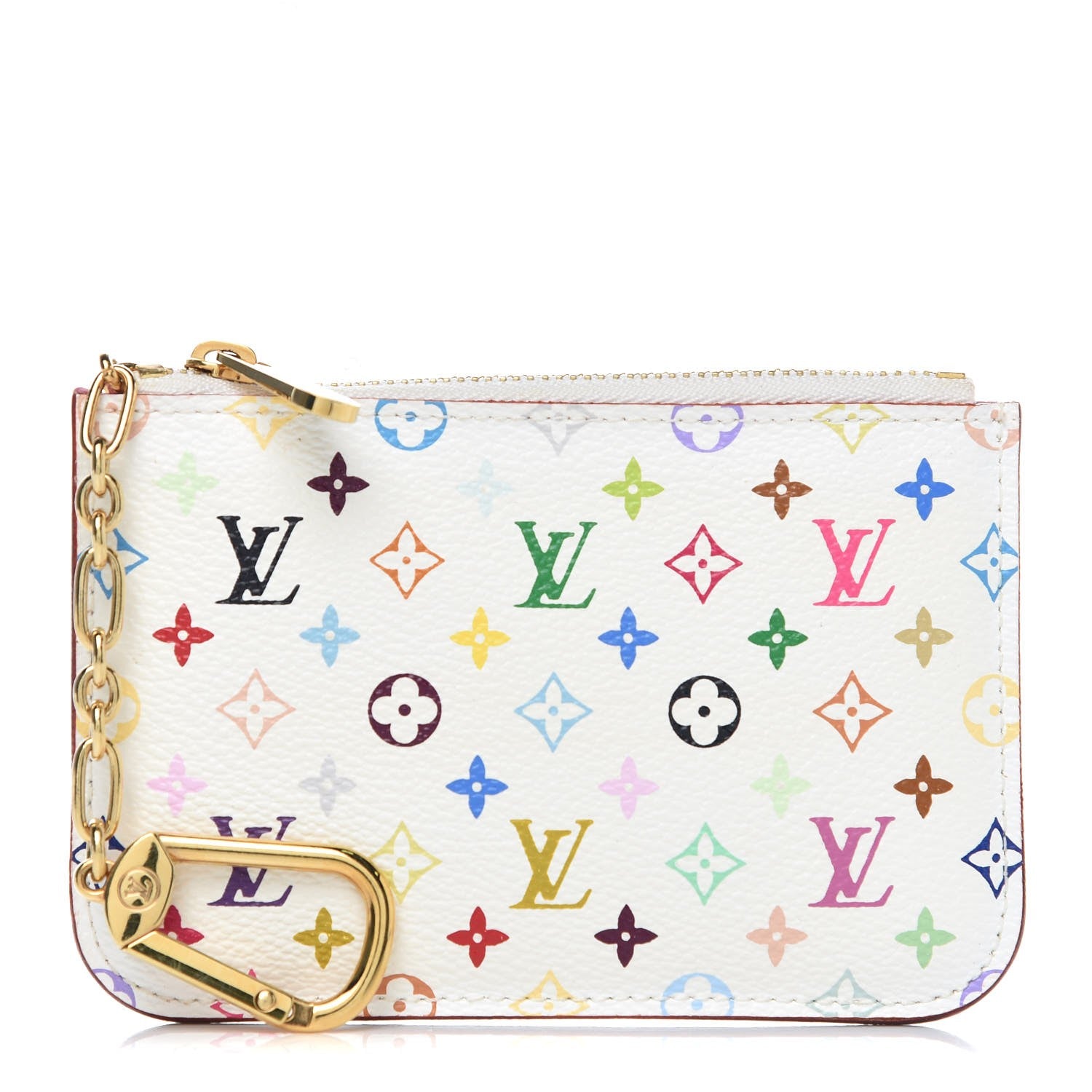 Louis Vuitton Monogram Multicolor Key Pouch White Litchi 1 of 7