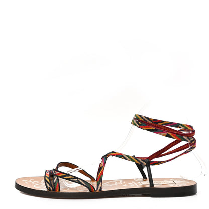 Valentino Garavani Lace Up Santeria Flat Sandals 39 Multicolor 1 of 7