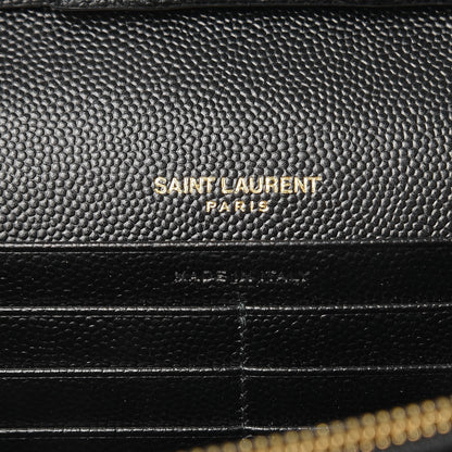 Saint Laurent Grain De Poudre Matelasse Chevron Monogram Chain Wallet Black 6 of 6