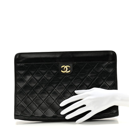 Chanel Lambskin Quilted CC Large Clutch Black 2 of 13