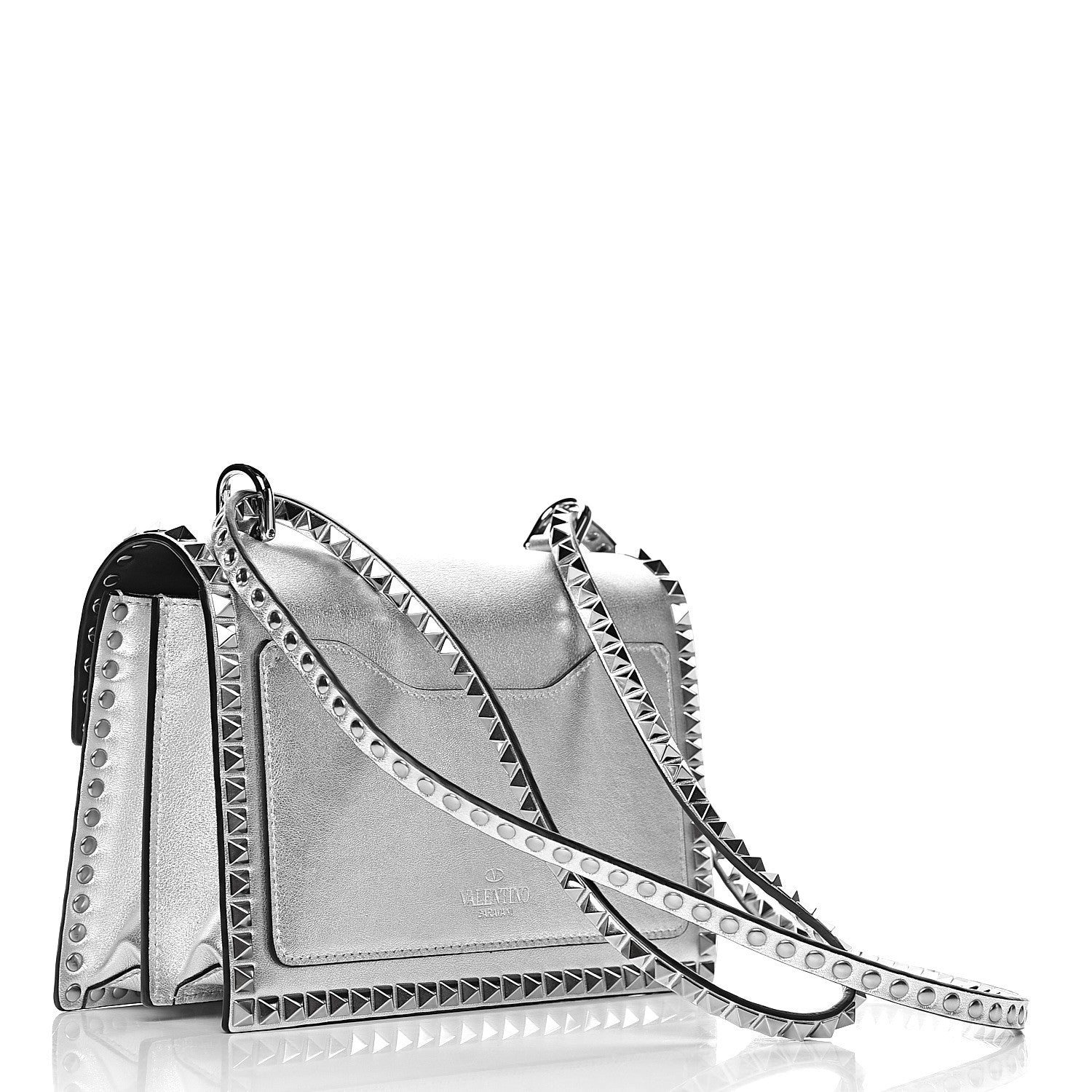 Valentino Garavani Metallic Calfskin Small Rockstud No Limit Shoulder Bag Silver 3 of 13