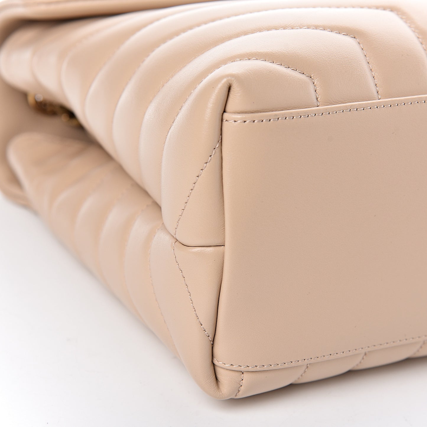 Calfskin Y Quilted Monogram Medium Loulou Chain Satchel Nude Powder
