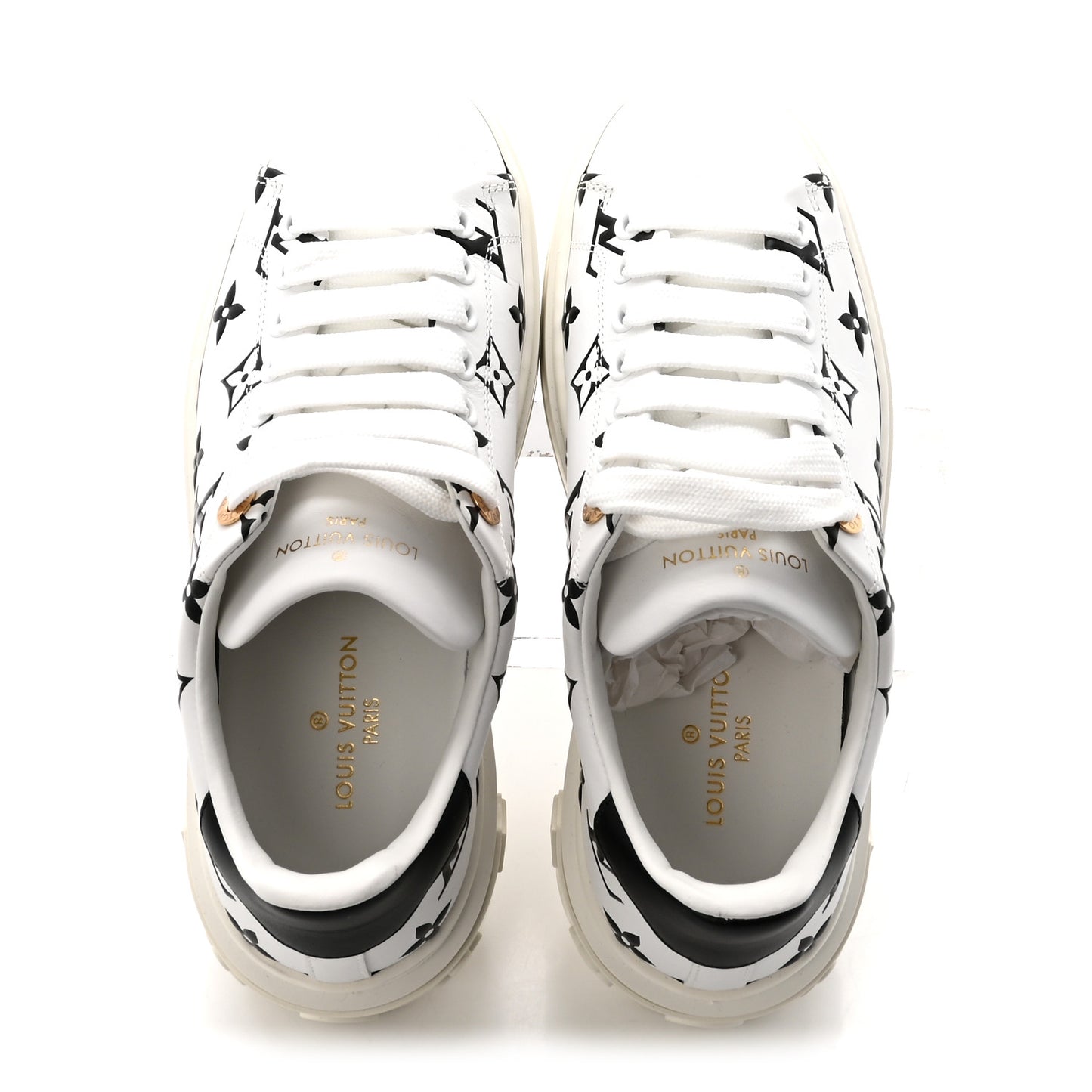 Calfskin Monogram Debossed Time Out Sneakers 35 Black