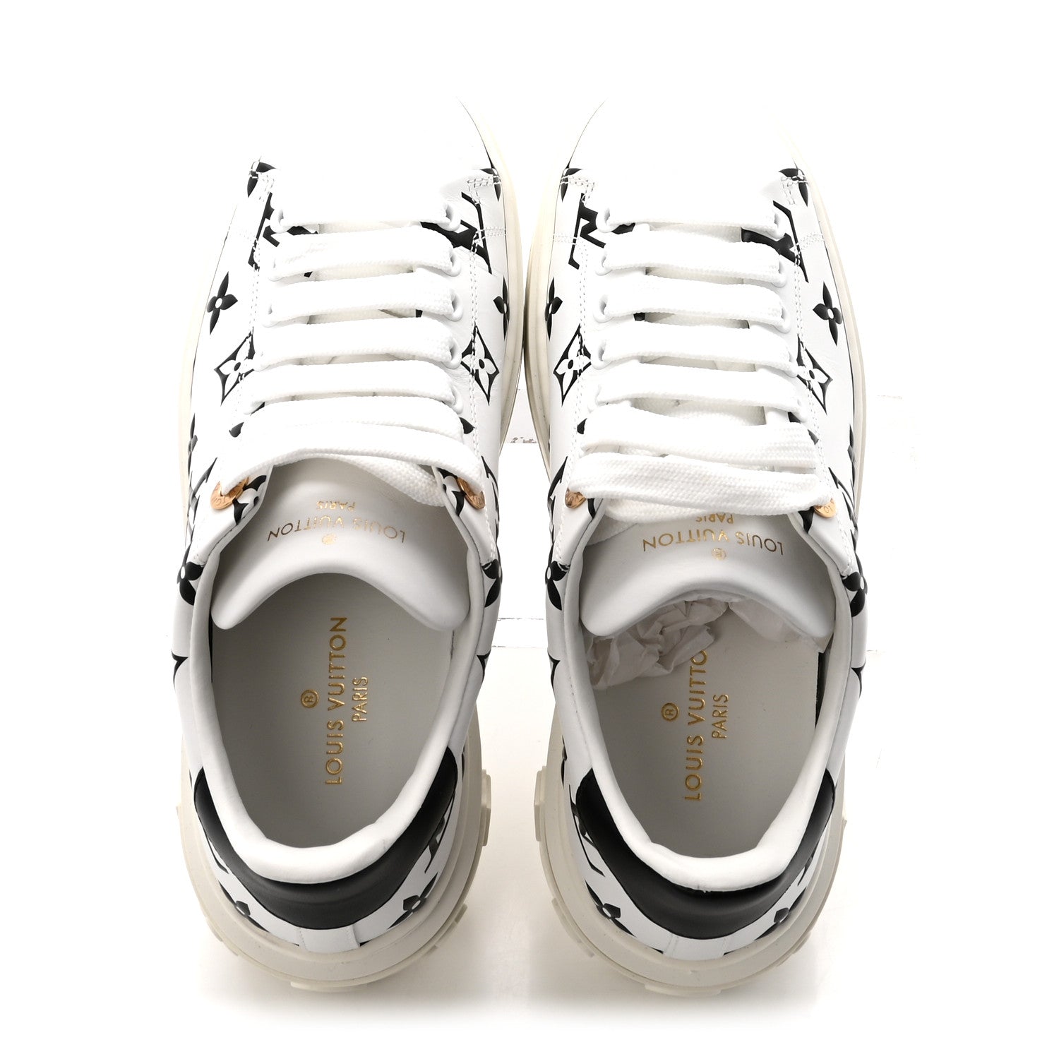Louis Vuitton Calfskin Monogram Debossed Time Out Sneakers 35 Black 2 of 9