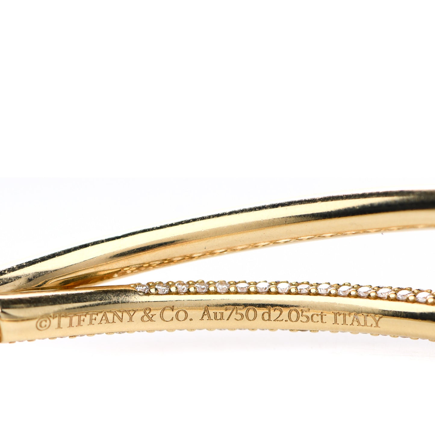 18K Yellow Gold Diamond Knot Double Row Hinged Bangle Bracelet