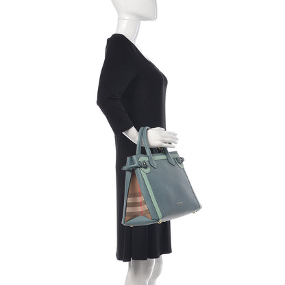 Burberry Calfskin Medium Bi-Color Banner Tote Celadon Blue Turquoise 2 of 9