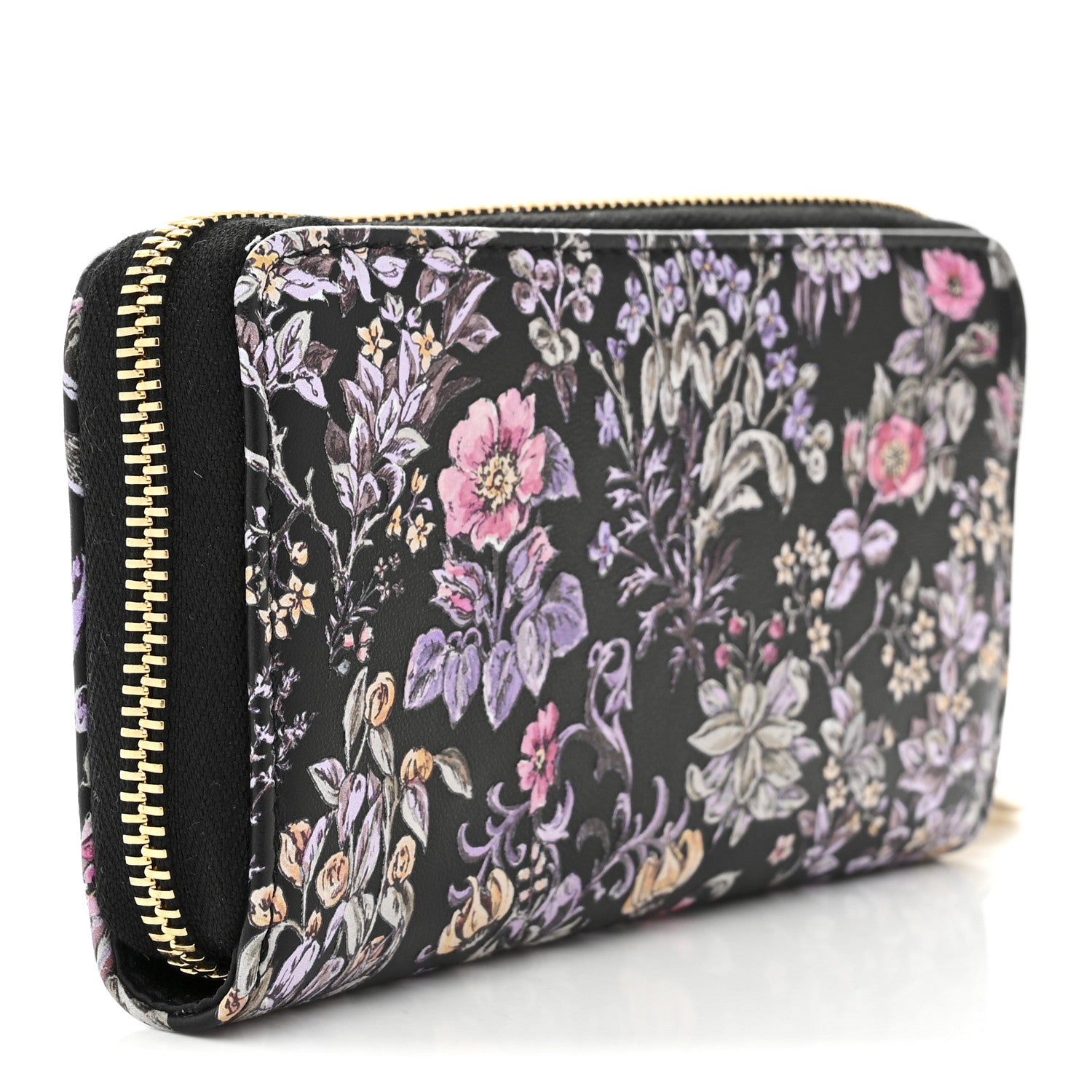 Christian Dior Calfskin Millefiori Printed Lady Dior Zip Wallet Black 3 of 7