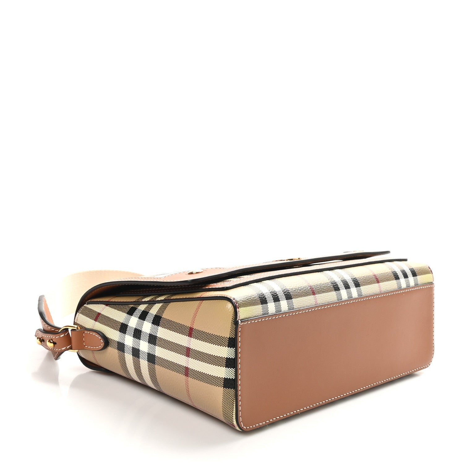 Burberry Coated Canvas Calfskin Vintage Check Medium Note Crossbody Bag Briar Brown 4 of 9