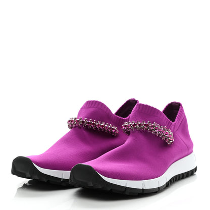 Jimmy Choo Knit Crystal Verona Sneaker 37.5 Hot Pink Fuchsia 3 of 8