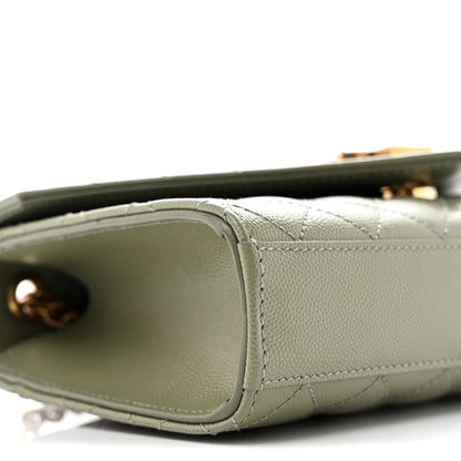 Saint Laurent Grain De Poudre Textured Mixed Matelasse Triquilt Small Monogram Satchel  Light Sage 8 of 10