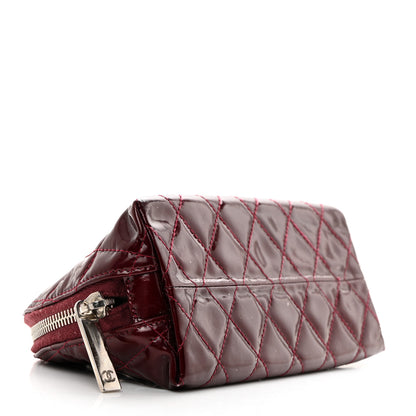 Chanel Patent Quilted Brilliant Cosmetic Case Dark Red 4 of 8