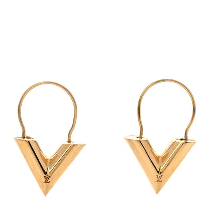Louis Vuitton Brass Essential V Hoop Earrings Gold 1 of 6