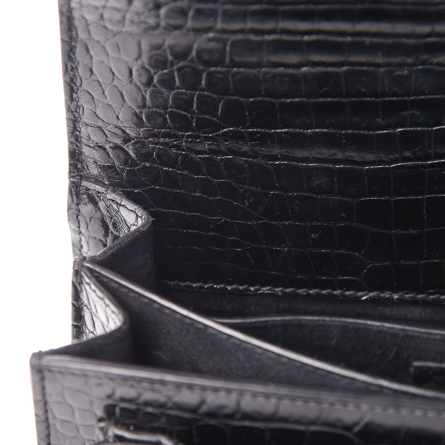 Calfskin Crocodile Embossed Medium Monochrome Monogram Sunset Black