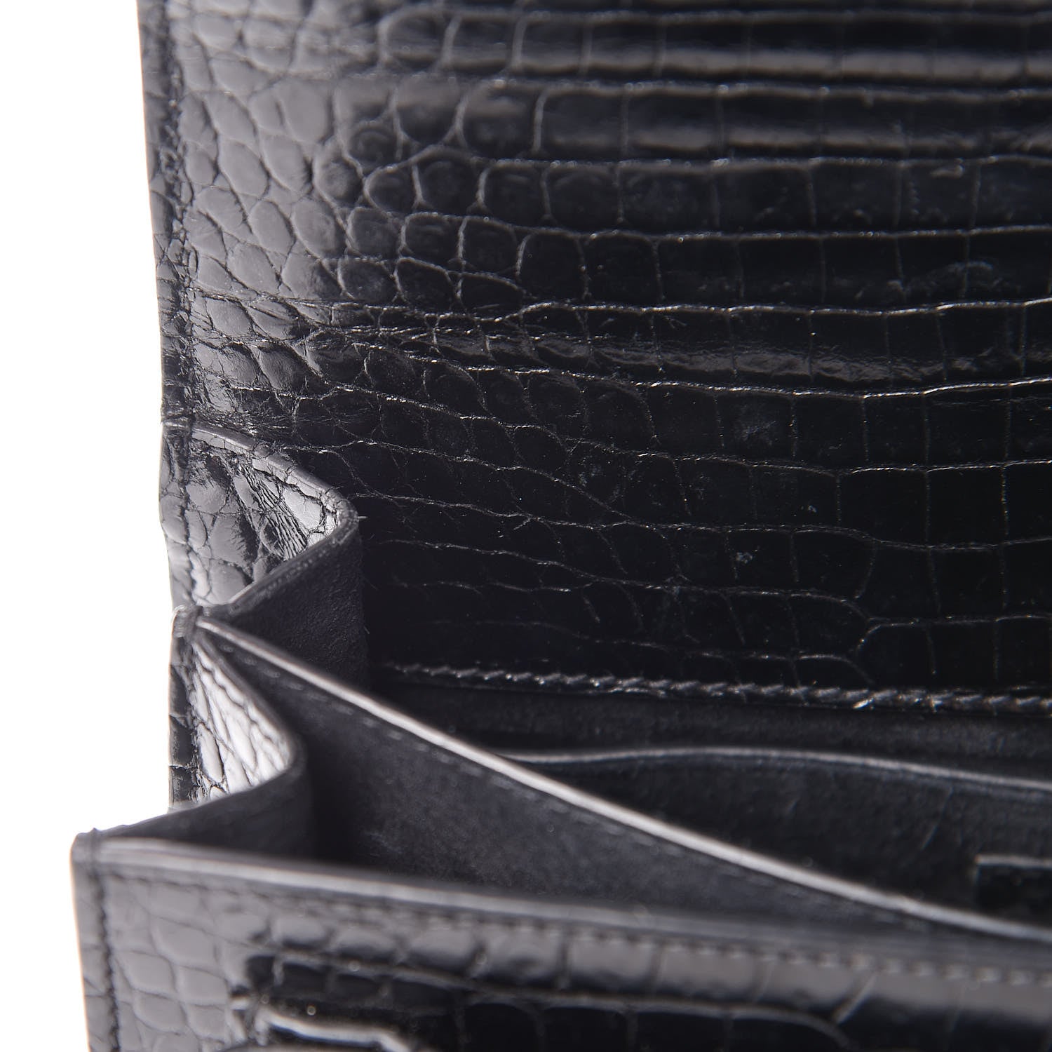 Saint Laurent Calfskin Crocodile Embossed Medium Monochrome Monogram Sunset Black 12 of 22
