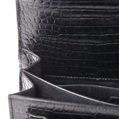 Saint Laurent Calfskin Crocodile Embossed Medium Monochrome Monogram Sunset Black 12 of 22