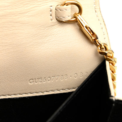 Saint Laurent Calfskin Crocodile Embossed Monogram Uptown Chain Wallet Crema Soft 9 of 13