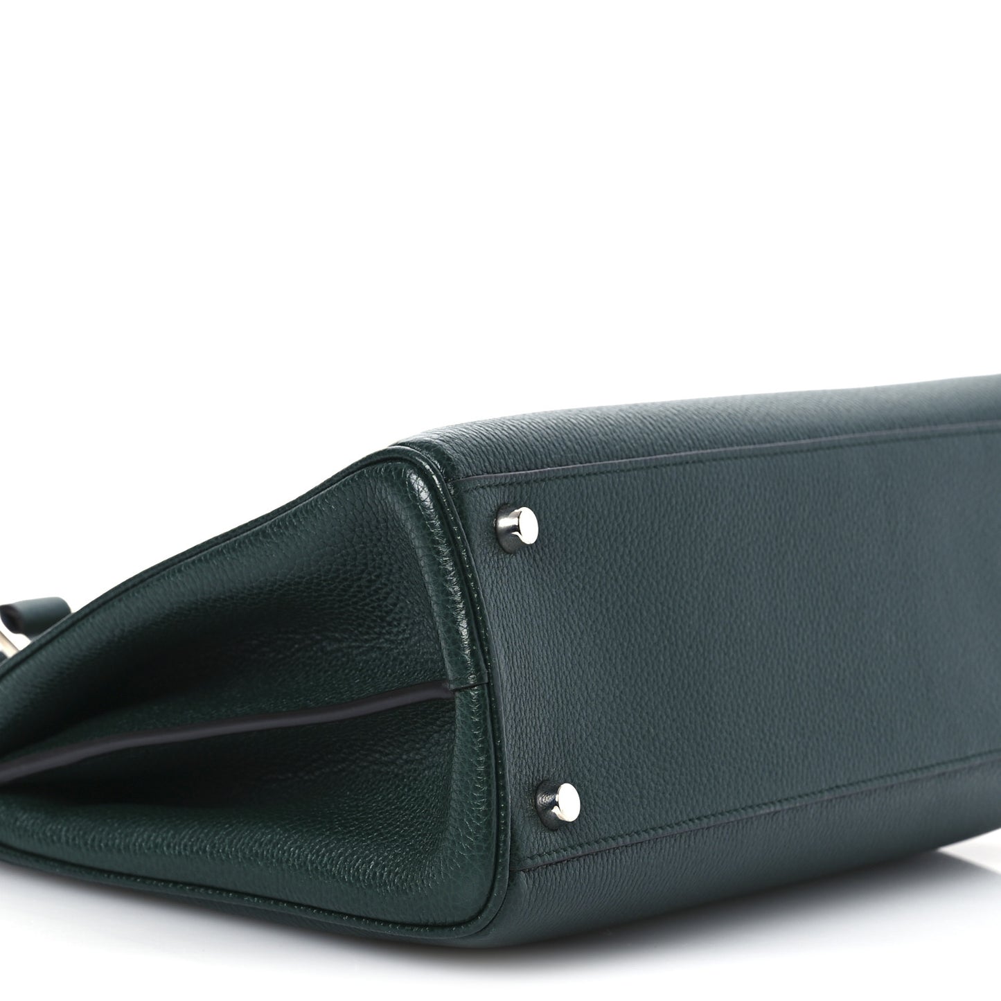 Grainy Calfskin Small Zumi Top Handle Bag Vintage Green