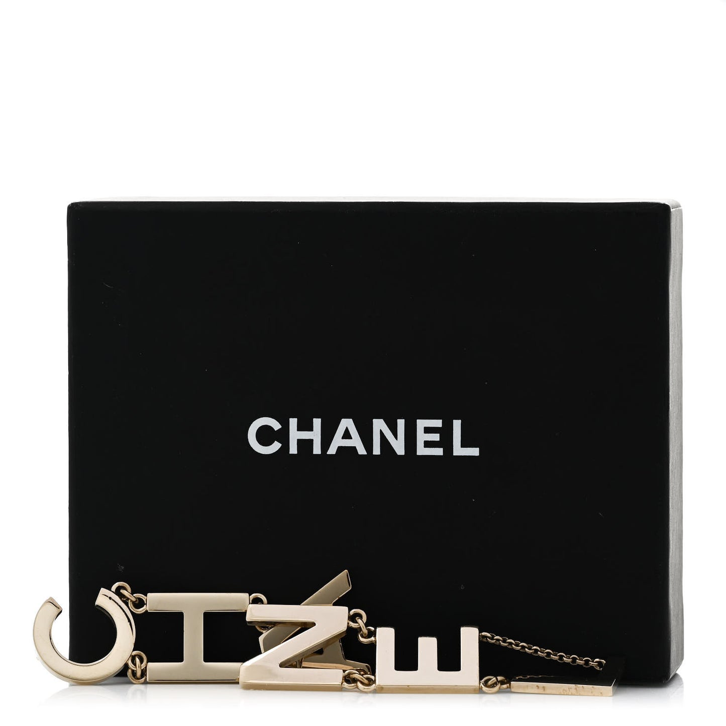 Metal Cha-Nel Logo Drop Earrings Gold