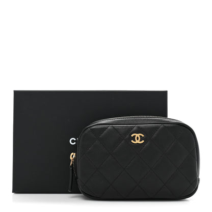 Chanel Lambskin Quilted Small Curvy Pouch Cosmetic Case Black 10 of 10