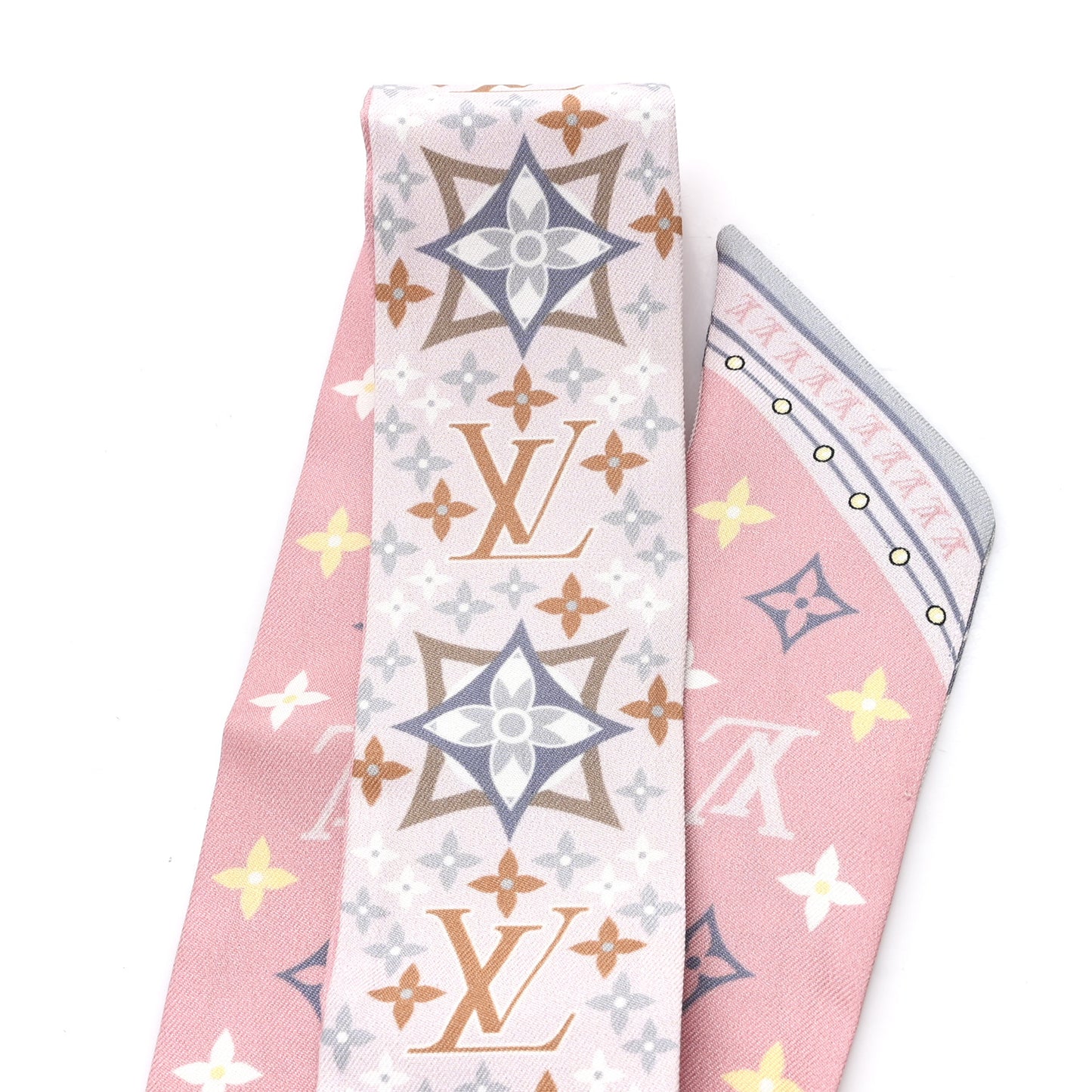 Silk Monogram Flowers Forever Bandeau Rose Clair