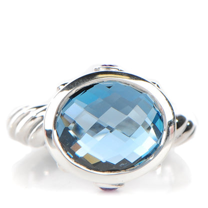 David Yurman Sterling Silver Blue Topaz Amethyst 11mm Renaissance Ring 49 5 1 of 5