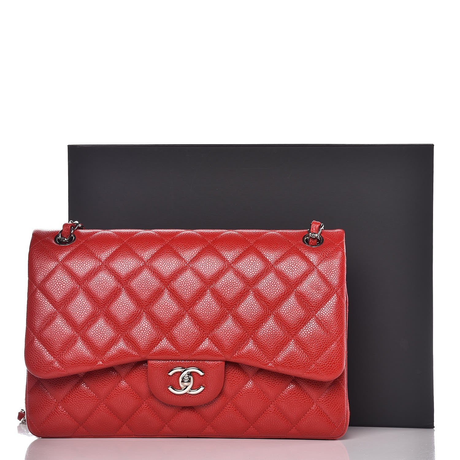 Chanel Caviar Quilted Jumbo Double Flap Red 10 of 10